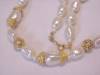 Click to view larger image of BAROQUE PEARL AND GOLD TONE FILIGREE BEAD NECKLACE SIGNED TN (Image2)