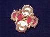 Click to view larger image of VINTAGE LISNER WHITE AND RED LUCITE THERMOSET BROOCH (Image2)