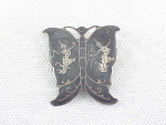 Click to view larger image of VINTAGE SIAM STERLING SILVER NIELLO BUTTERFLY BROOCH PIN (Image1)