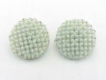 VINTAGE PALE GREEN LUCITE AND RHINESTONE CLIP EARRINGS