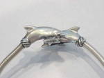 Click to view larger image of KABANA STERLING SILVER 2 DOLPHIN BANGLE BRACELET (Image3)