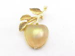 Click to view larger image of VINTAGE SARAH COVENTRY GLASS APPLE FORBIDDEN FRUIT BROOCH - BOOK PIECE (Image1)