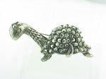 Click to view larger image of VINTAGE SILVER TONE MARCASITE TURTLE BROOCH (Image1)