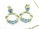 Click to view larger image of VINTAGE HOLLYCRAFT BLUE RHINESTONE NECKLACE AND EARRINGS SET (Image3)