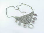 Click to view larger image of SILVER TONE MESH BIB NECKLACE WITH DANGLING RED RHINESTONES (Image4)