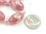Click to view larger image of VINTAGE PINK ROSES WEDDING CAKE VENETIAN GLASS BEAD NECKLACE (Image4)