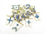 Click to view larger image of VINTAGE CORO BLUE AND WHITE ENAMEL FLAG BRACELET (Image2)