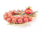 Click to view larger image of VINTAGE UNSIGNED MIRIAM HASKELL ENAMEL RED CORAL GLASS BEAD BROOCH (Image4)