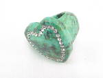 Click to view larger image of VINTAGE LARGE SOLID CARVED ALL TURQUOISE HEART RING WITH RHINESTONES (Image5)