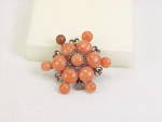 Click here to enlarge image and see more about item 143914: ANTIQUE VICTORIAN EDWARDIAN STARBURST SALMON RED CORAL BEAD BROOCH