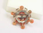 Click to view larger image of ANTIQUE VICTORIAN EDWARDIAN STARBURST SALMON RED CORAL BEAD BROOCH (Image3)