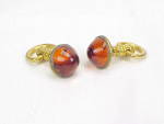Click to view larger image of VINTAGE SWANK AMBER GLASS CUFFLINKS (Image1)