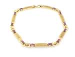 VINTAGE ART DECO CARVED RED RHINESTONE GOLD TONE CHOKER NECKLACE 