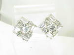 Click to view larger image of VINTAGE BRILLIANT CLEAR HEADLIGHT RHINESTONE CLIP EARRINGS (Image1)