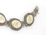 Click to view larger image of ANTIQUE CHINESE ASIAN SILVER FILIGREE CARVED BONE BRACELET WITH FLOWER (Image4)