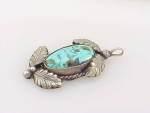 Click to view larger image of VINTAGE OLD PAWN NATIVE AMERICAN STERLING SILVER TURQUOISE PENDANT (Image2)