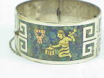 Click to view larger image of SIGNED EAGLE 3 MEXICAN STERLING SILVER MIXED METALS MOSAIC BRACELET (Image3)