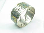 Click to view larger image of SIGNED EAGLE 3 MEXICAN STERLING SILVER MIXED METALS MOSAIC BRACELET (Image6)