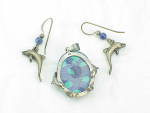 Click to view larger image of STERLING SILVER AND AZURITE DOLPHIN PENDANT AND PIERCED EARRINGS SET (Image3)
