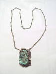 NATIVE AMERICAN OLD PAWN TURQUOISE STERLING SILVER PENDANT NECKLACE