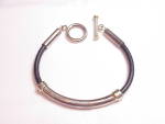 LEATHER AND STERLING SILVER TOGGLE CLASP BRACELET