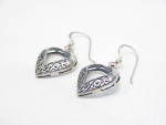 Click to view larger image of DANGLING STERLING SILVER FILIGREE HEART PIERCED EARRINGS (Image2)