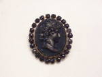 Click here to enlarge image and see more about item 3094: ANTIQUE VICTORIAN OR EDWARDIAN BLACK GLASS CAMEO MOURNING BROOCH