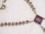Click to view larger image of VINTAGE ART DECO AMETHYST RHINESTONE CHOKER NECKLACE WITH DANGLES (Image3)