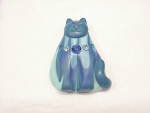 UNIQUE LARGE BLUE CAT WITH RHINESTONES CLAY BROOCH OR PIN