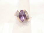 UNIQUE STERLING SILVER AND AMETHYST CABOCHON RING SIGNED C A - SIZE 10