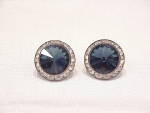 Click to view larger image of DARK BLUE RIVOLI AND CLEAR RHINESTONE PIERCED EARRINGS (Image1)