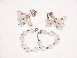 Click to view larger image of VINTAGE FACETED GLASS CRYSTAL BEAD BRACELET AND CLIP EARRINGS SET (Image3)