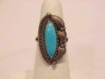 Click to view larger image of VINTAGE NATIVE AMERICAN NAVAJO STERLING SILVER TURQUOISE RING (Image1)