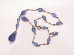 Click to view larger image of ANTIQUE VICTORIAN BLUE CUT CRYSTAL STERLING SILVER LAVALIERE NECKLACE (Image3)