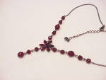 Click to view larger image of VICTORIAN STYLE LAVALIERE NECKLACE WITH DARK RED RHINESTONES AND BEADS (Image3)