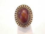Click to view larger image of VINTAGE WHITING & DAVIS GOLD TONE RING WITH TIGER EYE GLASS STONE (Image4)