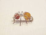Click to view larger image of HANDMADE AMBER BEAD STERLING SILVER BUG INSECT BROOCH (Image3)