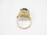 Click to view larger image of VINTAGE LARGE SINGLE AMETHYST RHINESTONE GOLD TONE RING (Image3)