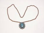 Click to view larger image of VINTAGE COPPER NECKLACE WITH FAUX TURQUOISE PENDANT (Image1)