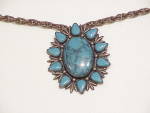 Click to view larger image of VINTAGE COPPER NECKLACE WITH FAUX TURQUOISE PENDANT (Image2)