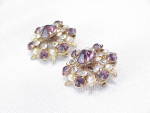 Click to view larger image of VINTAGE AMETHYST RHINESTONE AND SEED PEARL SCATTER PIN BROOCHES (Image2)