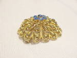Click to view larger image of VINTAGE LISNER DOME BROOCH WITH BLUE AURORA BOREALIS RHINESTONES (Image2)
