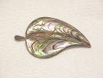 Click here to enlarge image and see more about item 62480: VINTAGE MEXICAN STERLING SILVER ABALONE LEAF BROOCH EAGLE 112 MARK
