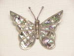 Click here to enlarge image and see more about item 62481: VINTAGE MEXICAN STERLING SILVER ABALONE LARGE BUTTERFLY BROOCH