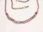 Click to view larger image of VINTAGE PINK AND CLEAR RHINESTONE CHOKER NECKLACE (Image2)