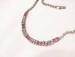 Click to view larger image of VINTAGE PINK AND CLEAR RHINESTONE CHOKER NECKLACE (Image3)