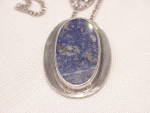 Click to view larger image of VINTAGE STERLING SILVER LAPIS LAZULI PENDANT NECKLACE (Image4)