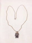 Click here to enlarge image and see more about item 93192: SILVER TONE AND BLACK RHINESTONE PENDANT NECKLACE