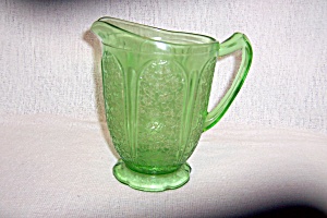 Green Cherry Blossom Scalloped Footed Pitcher