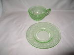 Click to view larger image of GREEN DEPRESSION HORSESHOE CUP & SAUCER (Image3)